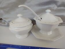 💥 2 Matching Rosenthal Maria Classic White Footed Sauce Serving w Lid Ladle 💥 picture