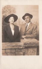 VIntage Photo Postcard Man & Woman Couple in Hats AZO EKD 1907 picture