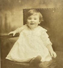 Beautiful Oversized Cabinet Card Photo - Happy Smiling Baby Child - Brooklyn NYC picture