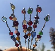 Vintage 1960’s Colorful  Lucite Jeweled MCM Bar Food Pixies Skewers Mid Century picture