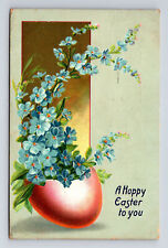 1908 TUCK's Happy Easter Blue Forget Me Not Flowers & Easter Egg Postcard picture