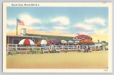 Postcard Rhode Island Watch Hill Beach Club Vintage Linen Unposted picture