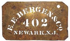 E.E. Bergen & Co. Newark, NJ Brass Stencil Crate c1880's-1920 3 7/8