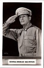 RPPC Portrait of General Douglas MacArthur Saluting World War II WWII Postcard picture