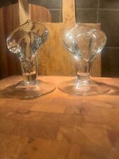 VTG Lovely matching Calla Lilly Heavy Glads Clear Candleholders picture