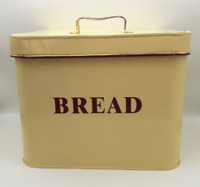 Metal Enamelware Bread Box - Farmhouse Country Maroon /Cream 10