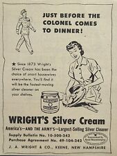 Wright's Silver Cream Cleaner Colonel Keene New Hampshire Vintage Print Ad 1953 picture