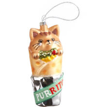 Cat Burrito Glass Ornament Funny Cute Mexico Texas Spicy Mexican Cheese Meat Pet picture