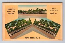 New Bern NC-North Carolina, Gault's Motor Court And Café Vintage c1949 Postcard picture