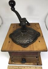 Antique Tabletop Coffee Mill Grinder Belmont #2870 Wood & Iron, Dovetail Corners picture