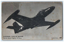 c1960s McDonnell Twin Jet Banshee Airplane, Carrier Fighter US Navy Postcard picture