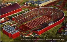 Linen Postcard Memorial Football Stadium, University of Minnesota in Minneapolis picture