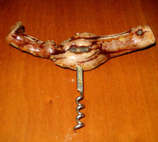 Vintage Wood Corkscrew Wine Bottle Opener Chunky Tree Branch Look Made in France picture