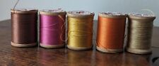 Vintage Lot of 5 J & P Coats & Clark's Wooden Spool Boilfast Mercanized Thread picture