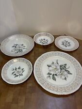 Vintage Homer Lauglin Liberty Magnolia 5 Piece Place Setting Gold Trim picture