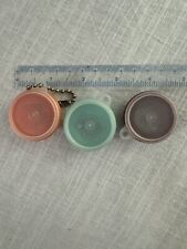3 Vintage Mini Tupperware Keychain Orange, Baby blue And Maroon picture