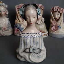 Vintage Cordey Porcelain Victorian with Blue Flowers Figurine Bust Corday #5012 picture