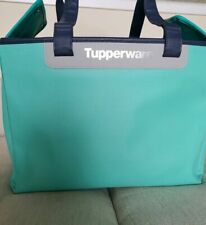 Tupperware Insulated Cooler Tote Turquoise    Stripe Picnic Beach Bag New picture