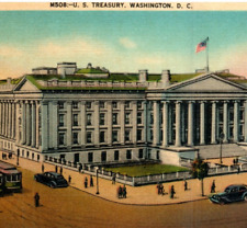 Vintage Postcard c.1939 Washington D.C. U. S. Treasury People Vintage Cars-B2-75 picture