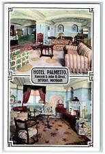 Detroit Michigan MI Postcard Hotel Palmetto Interior Guest Room c1940's Vintage picture