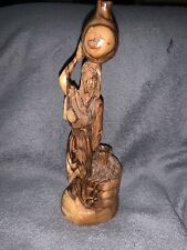 Bethlehem Hand Crafted Samaritan Woman At The Well Carving Olive Wood 11” picture