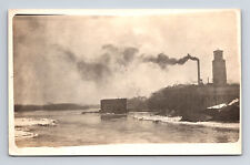 RPPC Unknown Facory and River Pump House or Lock Real Photo Postcard picture