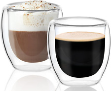 2 SET of Espresso Cups 2Oz, Double Walled Espresso Shot Glass, Clear Espresso C picture