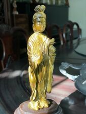 Kwan Yin Guan Yin Statue Asian Goddess Tiger Eye Stone Figurine  picture