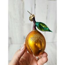 Radko? Peach nectarine fruit ornament vintage glitter frosted unique Xmas tree g picture