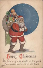Santa Claus 1921 Happy Christmas Antique Postcard 1c stamp Vintage Post Card picture