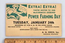 1939 McCormick Deering Power Farming Day Postcard Ad Kewaskum WI Opera House picture