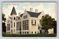 Portage WI-Wisconsin, High School, Antique, Vintage Souvenir Postcard picture
