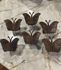 Lot Of 6 Cast Iron Metal/ Rustic Butterfly Napkin Rings BEAUTIFUL picture