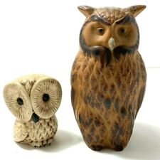 Vintage Ceramic Owl Figurines Hand Crafted  Lot of 2   6