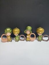 Vintage 1970’s Cottagecore Napkin Rings Set Of 4 Girl And Boy picture