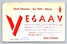 Vintage Ham Radio Amateur QSL QSO Postcard VE6AAV Alberta Canada 1960 picture