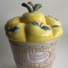 Vintage Pfaltzgraff Golden Delicious Apple Ceramic Cookie Jar Storage with Lid picture