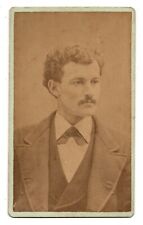 ANTIQUE CDV C. 1870s E.S. TRUMBULL HANDSOME MAN MUSTACHE GLOVERSVILLE NEW YORK picture