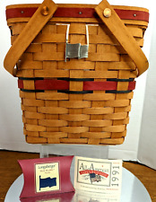 Longaberger 1991 All American Plastic Insert & Tie on Pin 2 Swivel Handle Basket picture