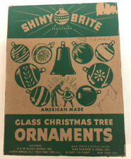 Vintage Shiny Brite Multi Color Ball Christmas Ornaments W Uncle Sam & Santa Box picture