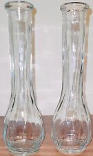 Vintage EO Brody Co. Clear Glass 9 Tall Vase Ribbed C900 Round Base (Set of 2) picture