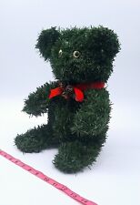 Vtg Garland Teddy Bear Green Bell Bow  Googley Eyes 15 Inch Creepy Holiday Xmas  picture
