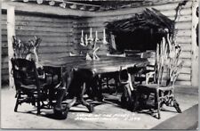 Baldwin, Michigan RPPC Real Photo Postcard SHRINE OF THE PINES Table & Chairs picture
