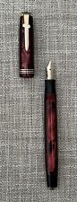 1937 Parker Royal Challenger Fountain Pen, Red Harringbone, Sword Clip, Fine Nib picture