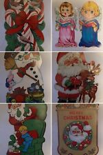 8 Vintage Assrtd Christmas Die Cut Wall Hangings - Angels, Birds, Snowman, Santa picture