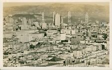 RPPC 1930s San Francisco  looking east & SF Bay Bridge CA aerial view picture
