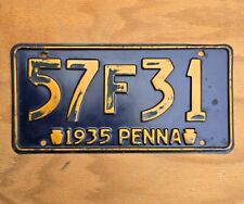 Vintage  1935 Pennsylvania License Plate - PA - #57F31 picture