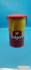 VTG FOLGERS COFFEE HINGED COLLECTORS TIN CANISTER 7 3/4