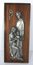 VINTAGE ITALIAN PELTRO Cesellato A Mano Chiseled Christmas Nativity Holy Family picture