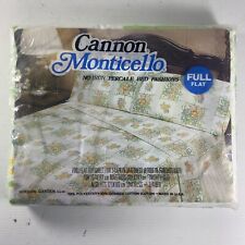 NIP VTG MCM Cannon Monticello Cotton White Floral Full Flat Bed Sheet 54x76 picture